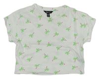 Bílé crop tričko s palmami New Look