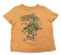 Oranžové tričko s ananasem zn. Primark 