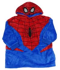 Tmavomodro-červená chlupatá oversize mikina s kapucí - Spider-man Primark