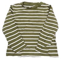 Khaki-bílé pruhované triko TU 