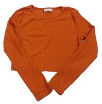 Oranžové žebrované crop triko Matalan