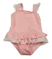 Neonově oranžovo-bílé pruhované jednodílné plavky Primark