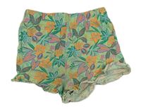 Světlezelené květované bavlněné kraťasy Primark 