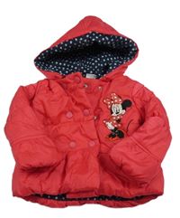 Růžová šusťáková zimní bunda s Minnií a kapucí Disney