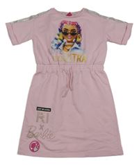 Světlerůžové teplákové šaty Barbie s kamínky River Island 