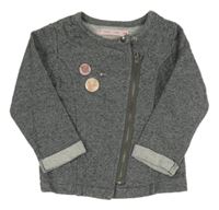 Šedo-stříbrná propínací mikina s nášivkami Gémo