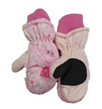 Světlerůžové šusťákové zimní palcové rukavice s Pepinou 