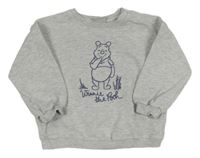 Šedá melírovaná oversize mikina s medvídkem Pú Disney