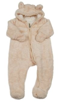 Broskvová chlupatá podšitá kombinéza s kapucí H&M