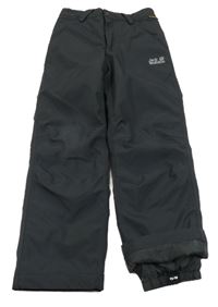 Tmavošedé šusťákové oteplovačky s logem Jack Wolfskin 