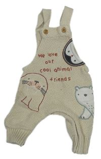 Béžové pletené laclové kalhoty se zvířátky F&F