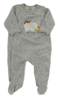 Šedý sametový overal se zvířátky C&A