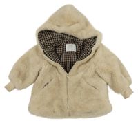 Béžová kožešinová zateplená bunda s kapucí Zara