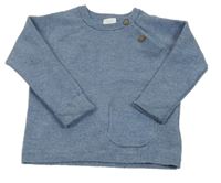 Modrý melírovaný svetr s knoflíčky Next