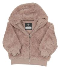 Světlerůžová kožešinová podšitá bunda s kapucí George 