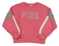 Růžová crop mikina s nápisem a proužky Primigi