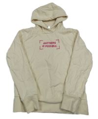 Smetanová mikina s nápisem a kapucí Yigga