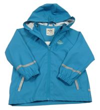 Tyrkysová voděodolná jarní bunda s ponorkou a kapucí Kuniboo