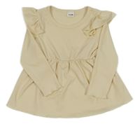 Smetanová žebrovaná tunika s volánky 