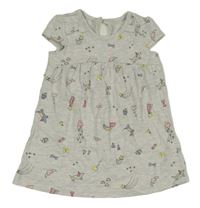 Šedé melírované šaty s pejsky George