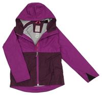 Purpurovo-švestková šusťáková funkční jarní bunda s kapucí Decathlon