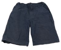 Tmavomodré tečkované plátěné chino kraťasy Denim 