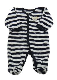 Černo-bílý pruhovaný sametový overal s medvídkem 