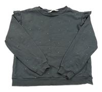 Tmavošedá mikina s puntíky a volánky H&M