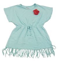 Tyrkysová tunika s třásněmi a květem Matalan