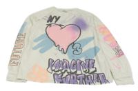 Bílo-barevné crop triko se srdíčkem Zara