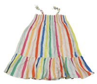 Barevné pruhované žabičkové midi šaty H&M