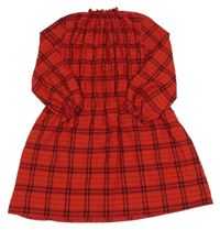 Červeno-černé kostkované šaty Zara