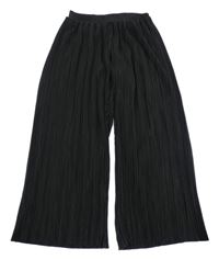 Černé žebrované wide leg lehké kalhoty H&M