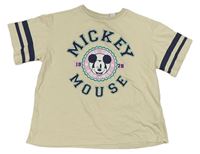 Světlebéžové tričko s Mickey a pruhy H&M