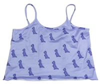 Světlefialový crop top s dinosaury