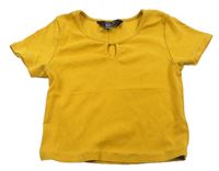 Hořčicové crop tričko s průstřihem New Look
