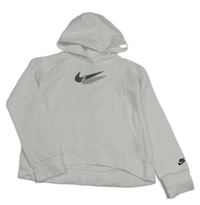 Bílá mikina s logy a kapsou a kapucí Nike