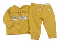 2Set - Hořčicová melírovaná mikina s nápisy + tepláky s kapsou H&M