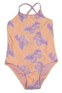 Světleoranžové jednodílné plavky s lístečky NEONTIDE