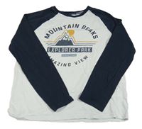 Bílo-tmavomodré melírované triko s nápisy YIGGA