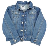 Modrá riflová crop bunda s límečkem OKaïdi