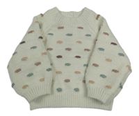 Smetanový svetr s 3D puntíky Nutmeg