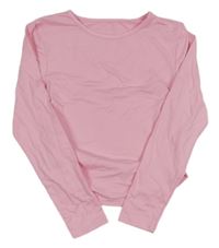 Růžové crop triko s nařasením 