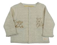 Smetanovo-světlešedobéžový melírovaný prošívaný vyteplený podšitý kabátek s Pú a Tygrem PRIMARK