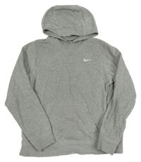 Šedá melírovaná mikina s logem a kapsou a kapucí Nike