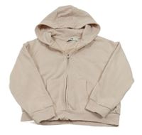 Pudrová propínací crop mikina se srdíčkem a kapucí C&A