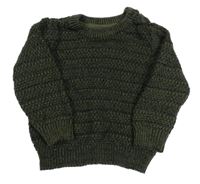 Khaki-černý pruhovaný melírovaný žebrovaný svetr PRIMARK