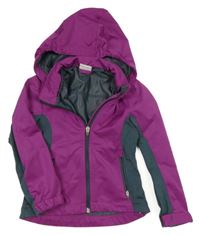 Purpurovo-tmavošedá softshellová bunda s odepínací kapucí POCOPIANO