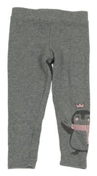 Šedé melírované teplákové teplé legíny s tučňáčkem PRIMARK