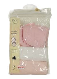 Nové - 3x - Mušelínová plena - 2x - světlerůžová, 1x - bílá F&F